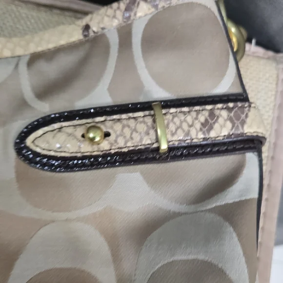Coach Signature C's with Snakeskin Trim Shoulder Bag - Picture 14 of 15